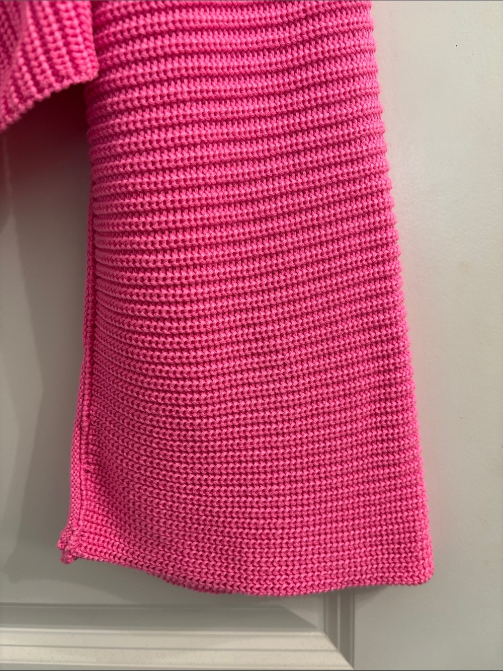 Bright Hot Pink Knit Button-Front Crop Sweater - Picture 5 of 8